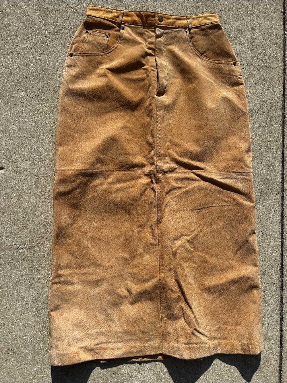Venezia Brown Maxi Skirt with Front Seam and Pockets